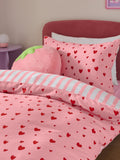 Pink red hearts duvet cover and pillowcase set, imported from the UK