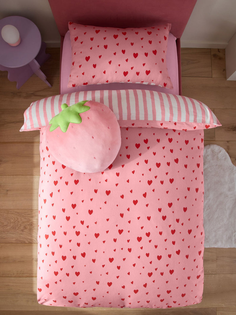 Pink Red Hearts Duvet Cover and Pillowcase Set