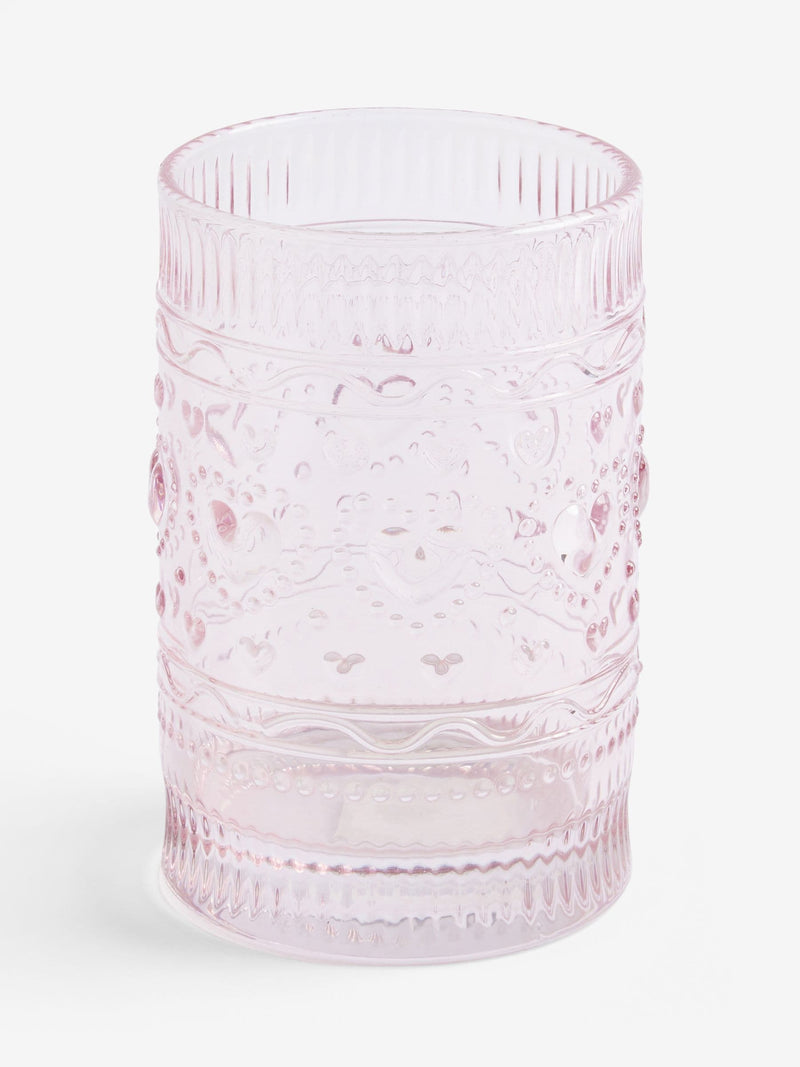 Pink Heart Pressed Tumbler Glasses Set of 2 (British brand)