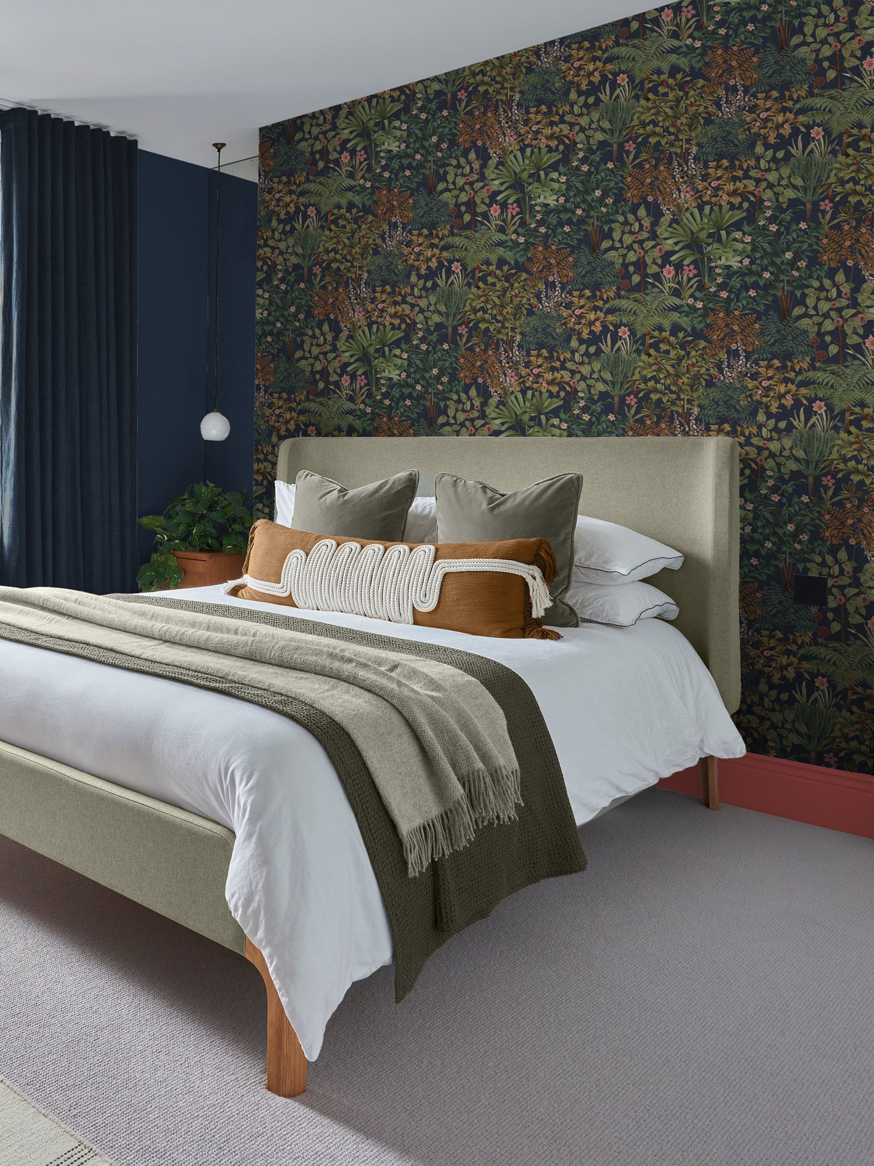 Graham & Brown Blue Jardin Botanico wallpaper sample, imported from the UK