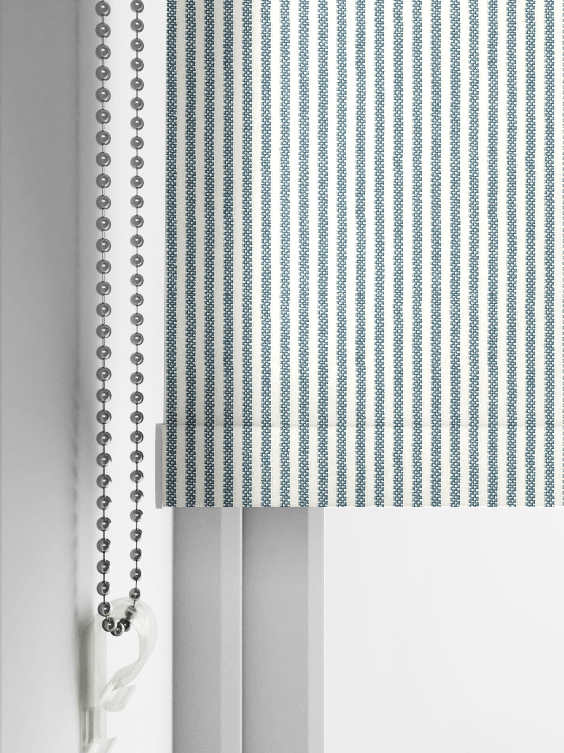 Sophie Allport blue Stamford Stripe roller blind (British brand)