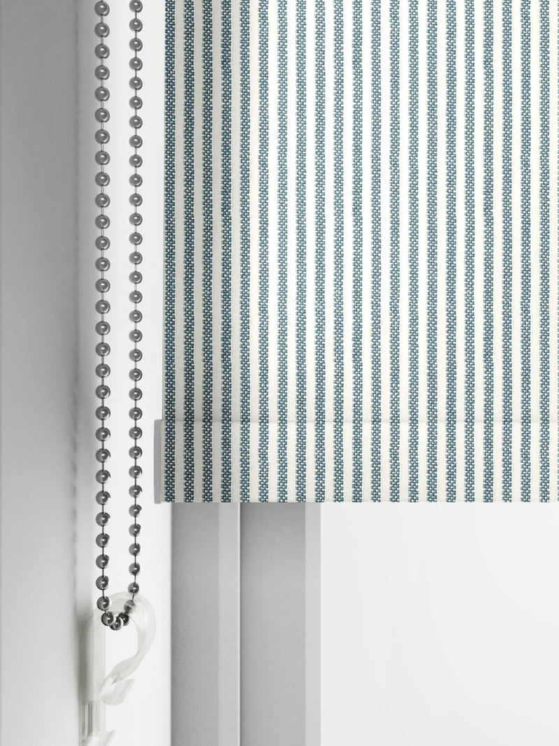 Sophie Allport blue Stamford Stripe roller blind (British brand)