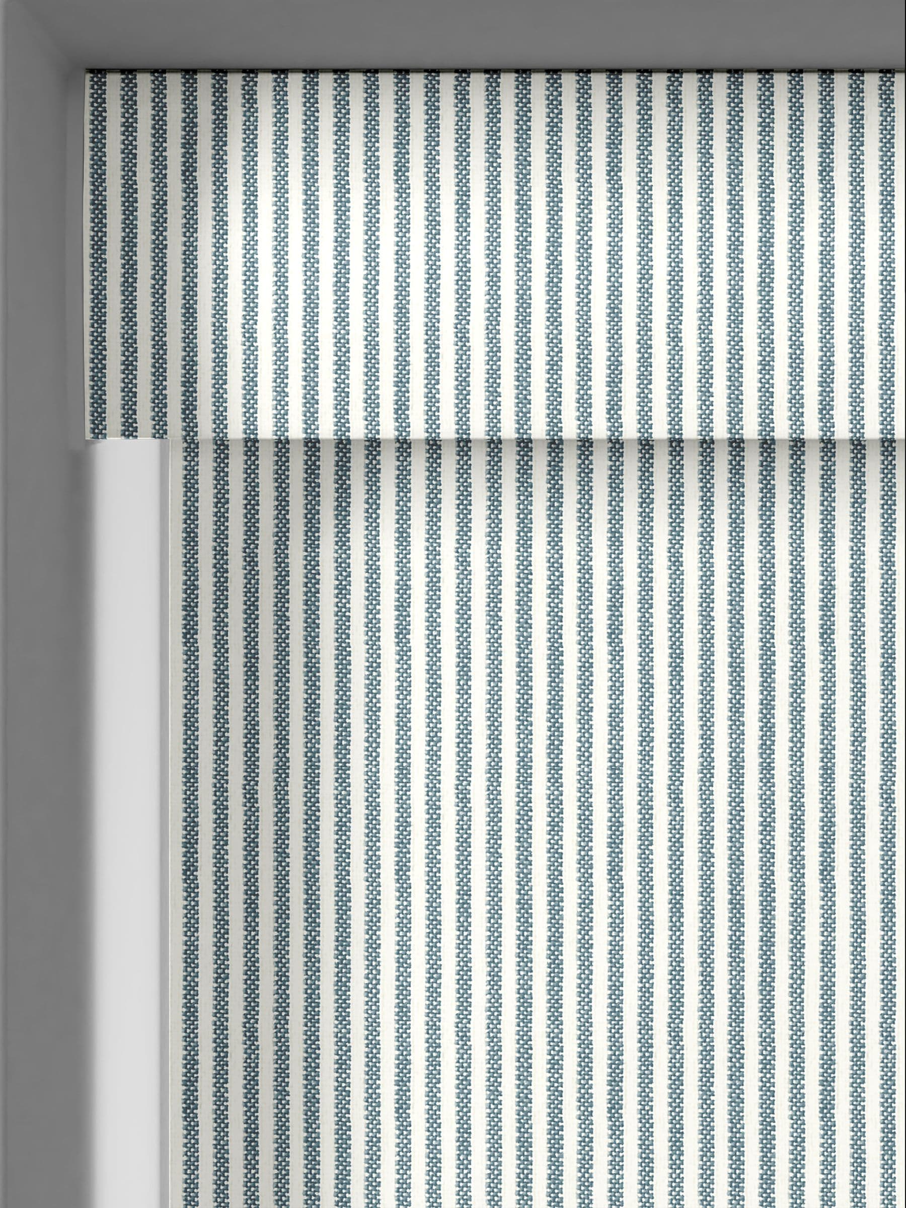 Sophie Allport blue Stamford Stripe roller blind (British brand)