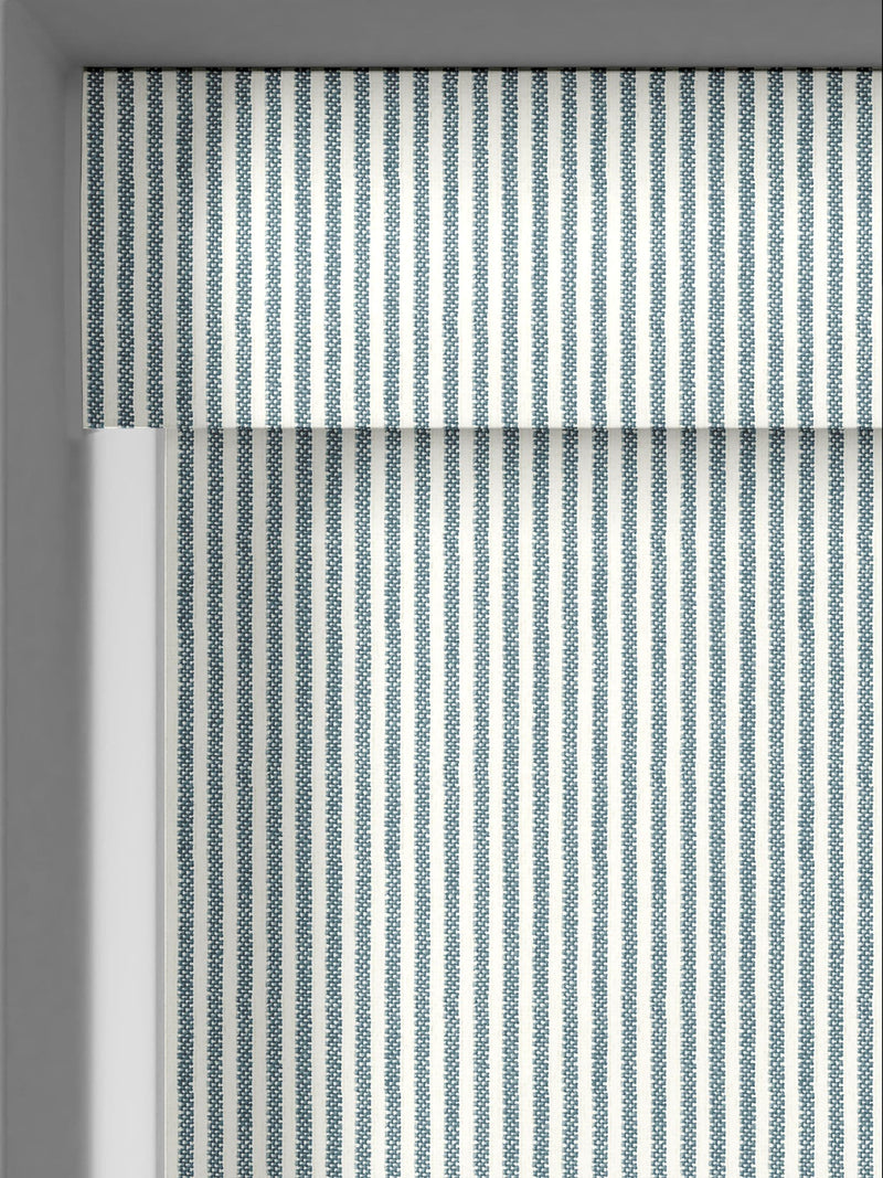 Sophie Allport blue Stamford Stripe roller blind (British brand)