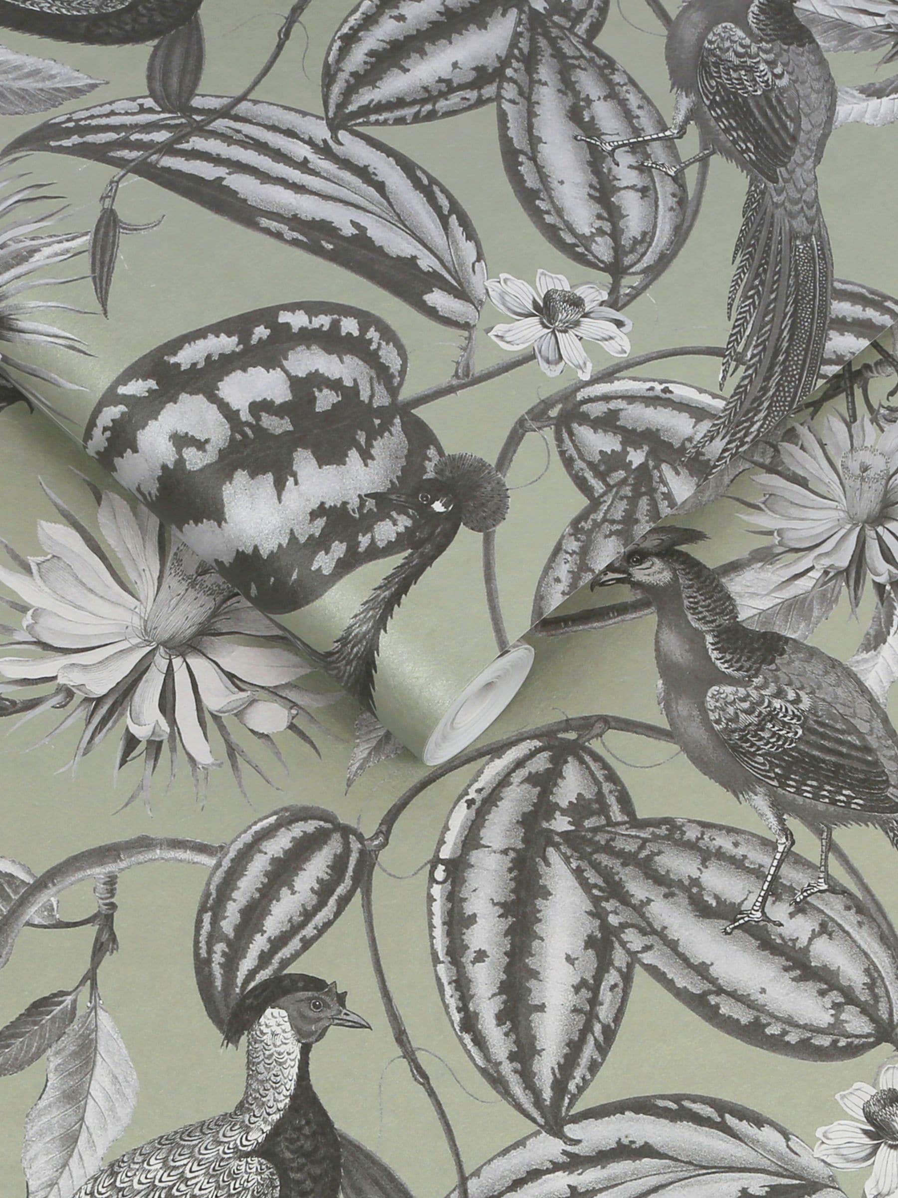 Graham & Brown green Amhersts Garden wallpaper sample, UK version