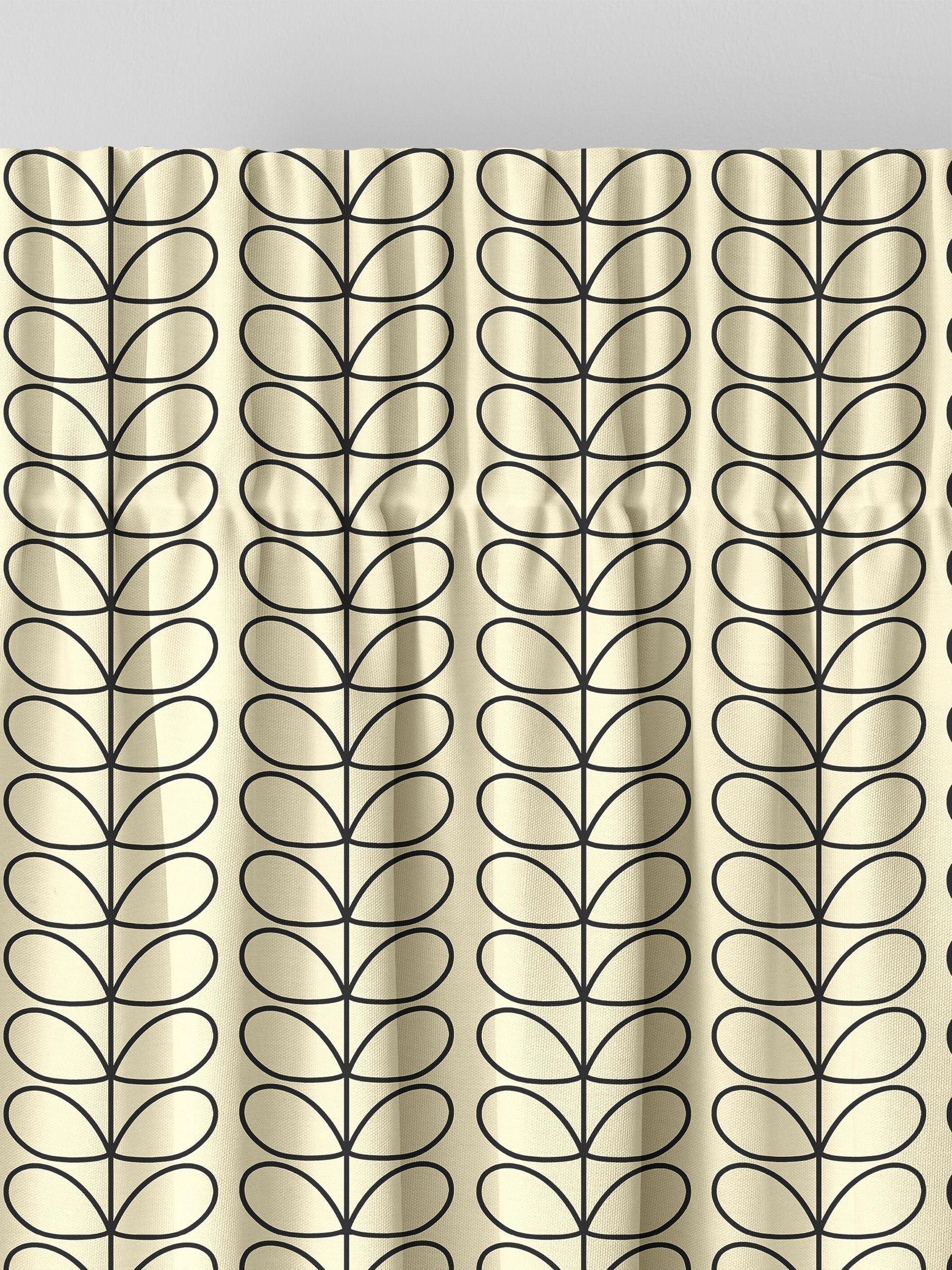 Orla Kiely Black Linear Stem made to measure curtains (British brand)