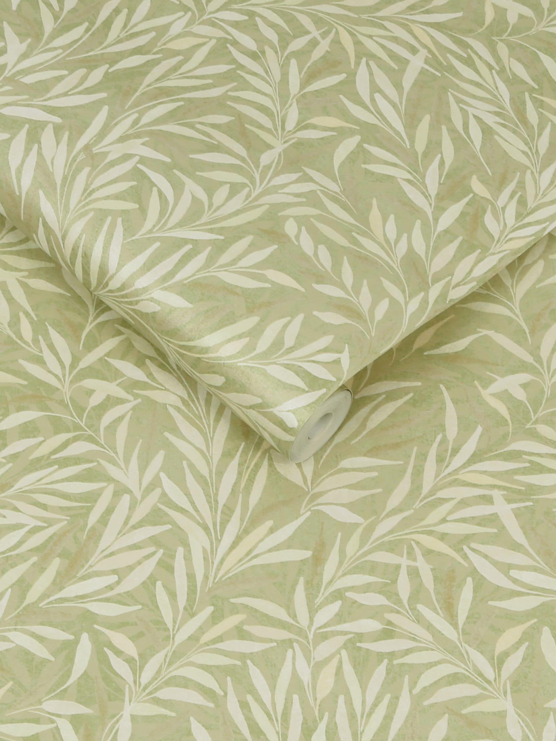 Graham & Brown Green Salix Leaves wallpaper sample - British product