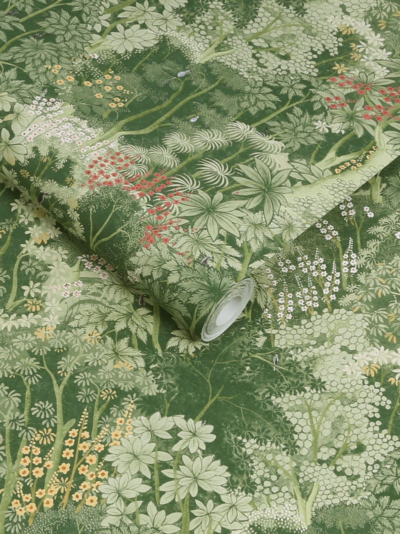 Graham & Brown Green New Eden wallpaper sample, imported from the UK