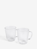 Clear glass mugs set of 2 with ribbed texture (British brand)