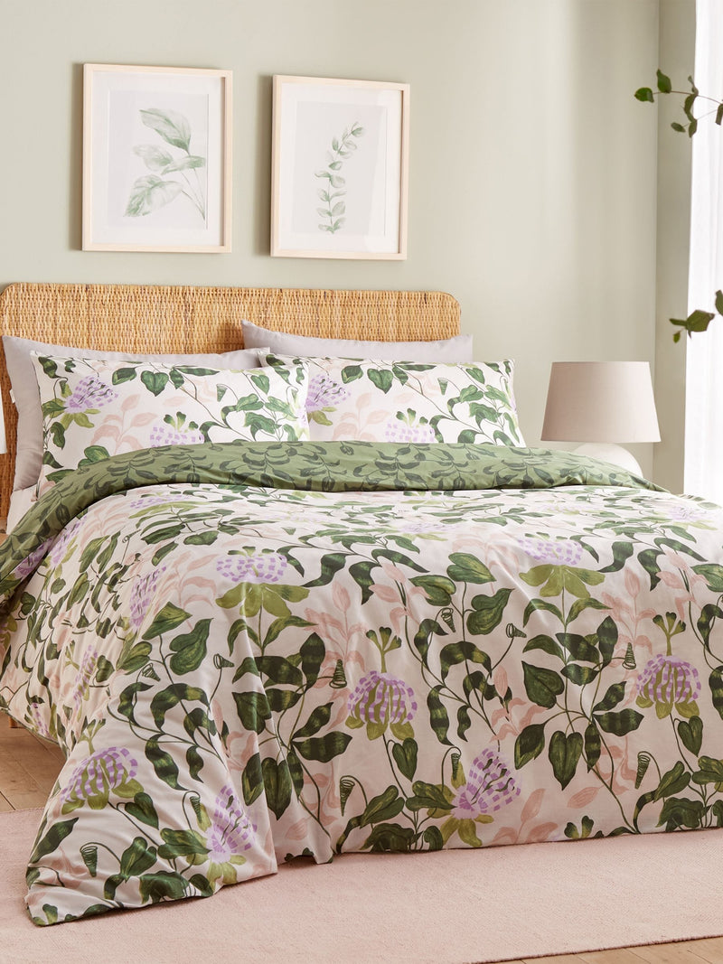 Wylder Peach Vine Green Passiflora duvet cover set (British brand)
