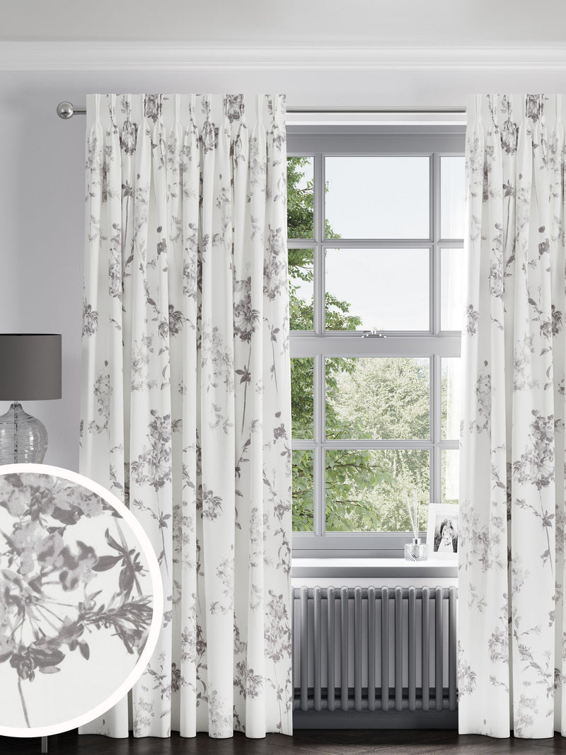 Next grey floral made to measure curtains, 100% cotton (British brand)
