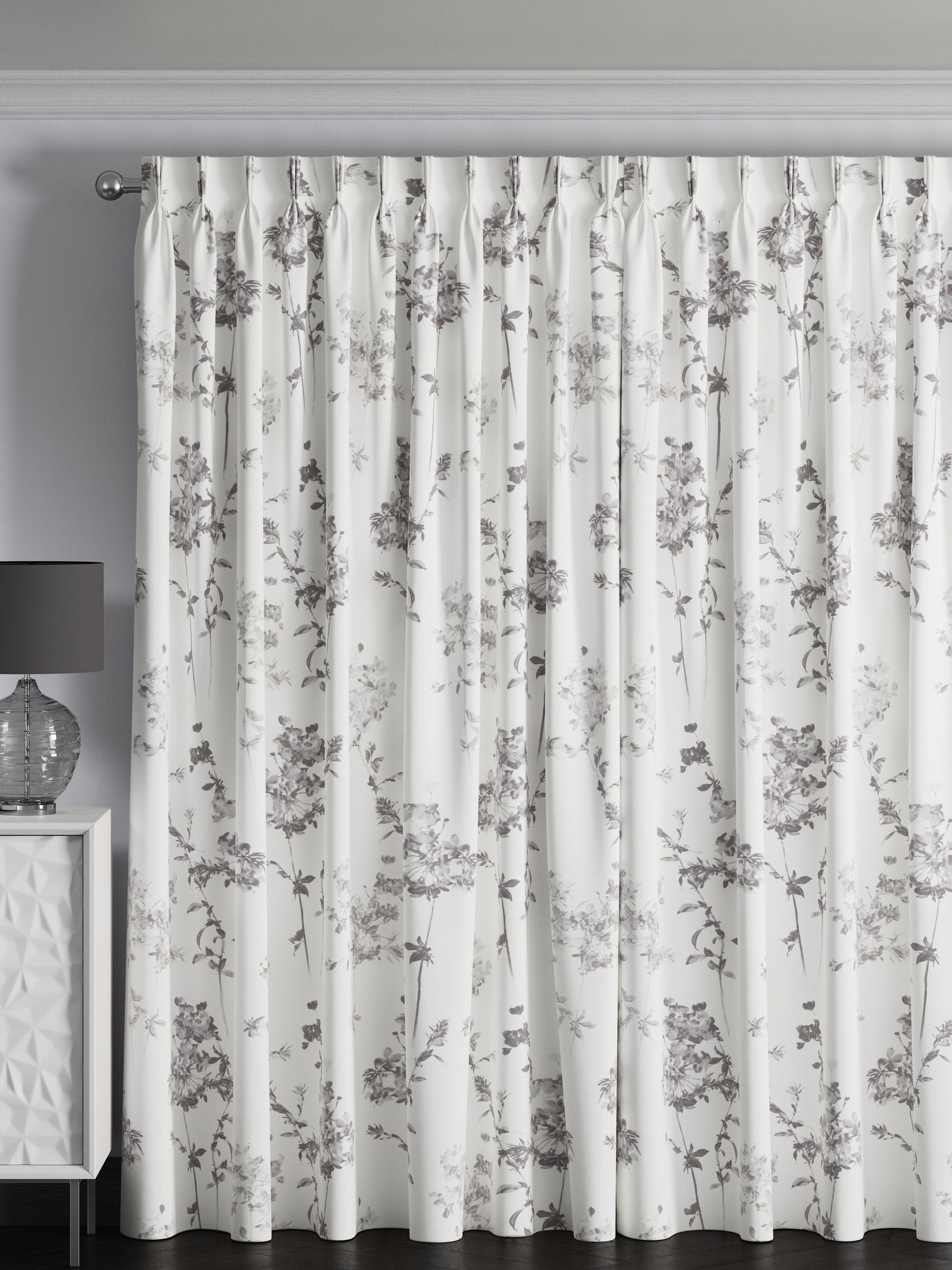 Next grey floral made to measure curtains, 100% cotton (British brand)