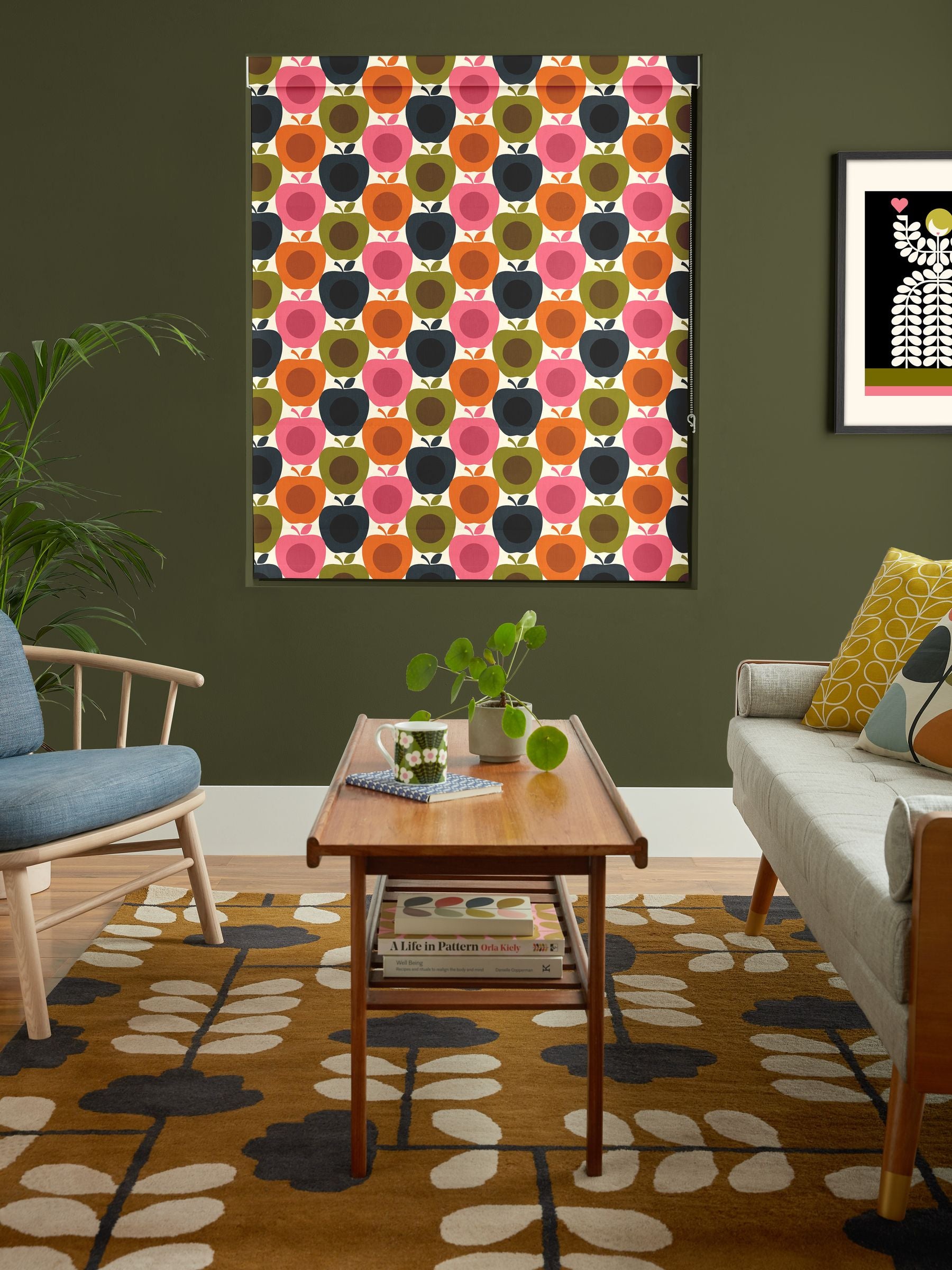 Orla Kiely Pink Apples roman blind 100% cotton, UK version