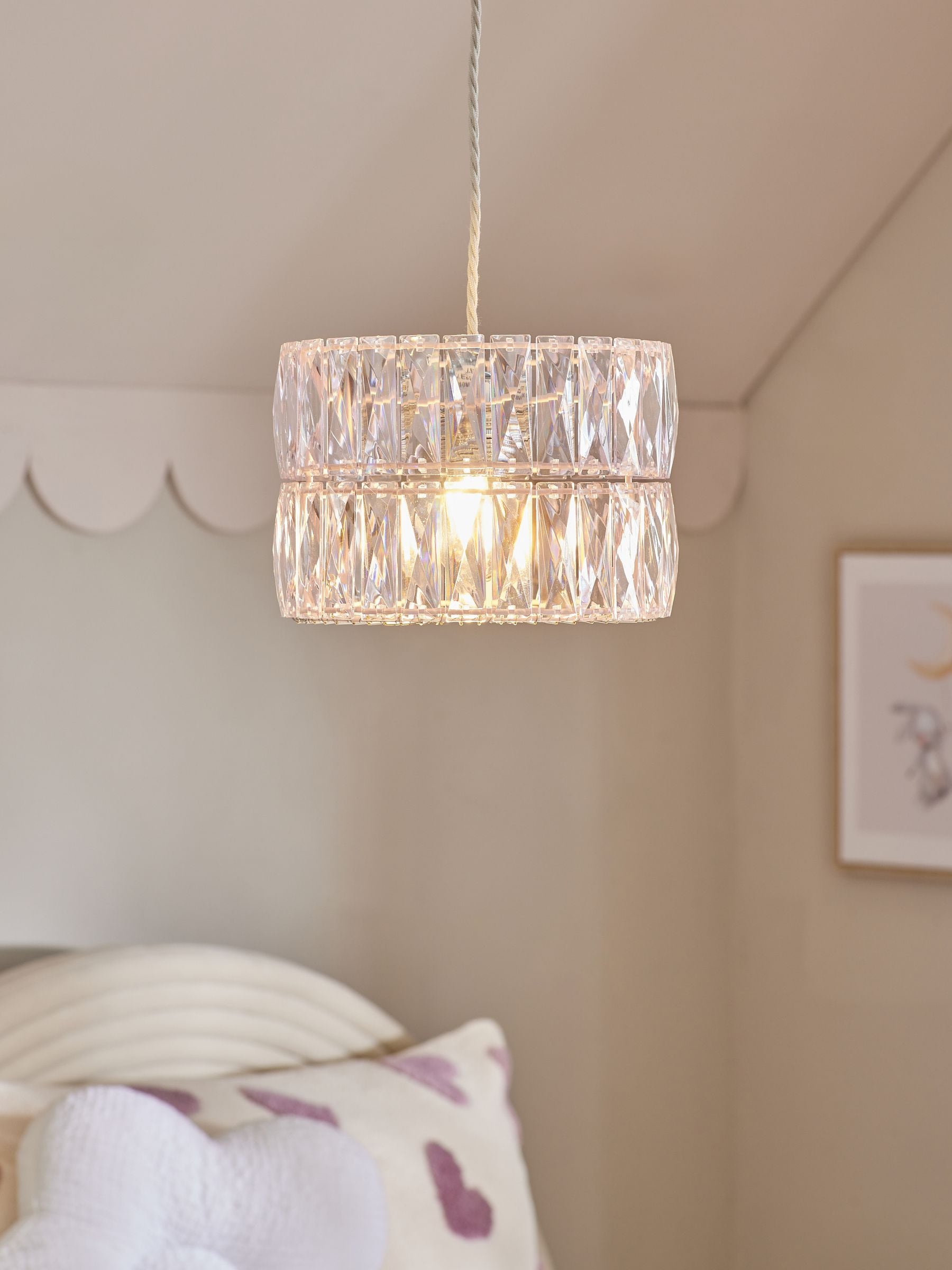 Pink Aria pendant light shade 23cm, UK version