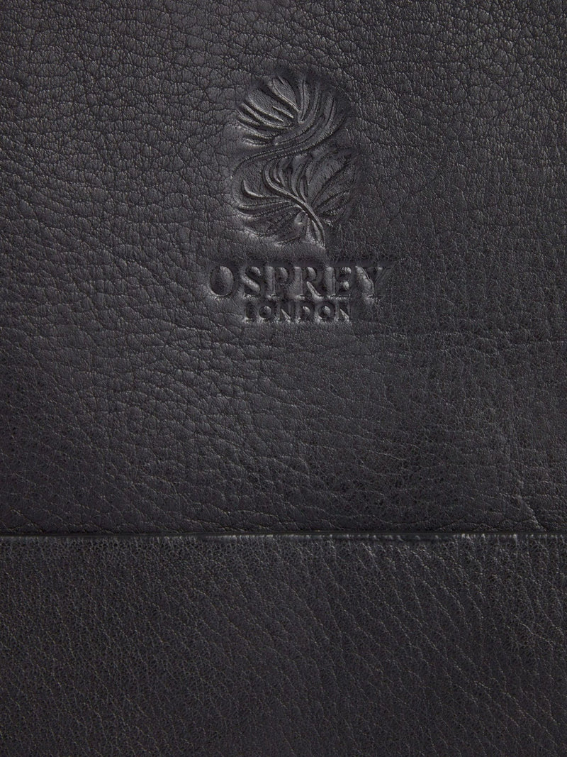 Osprey London black Vintage Santa Fe leather tote bag, UK version