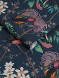 Graham & Brown Blue Clavering Birds Night wallpaper sample, UK version