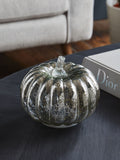 Silver mercury glass pumpkin light 15cm, imported from the UK