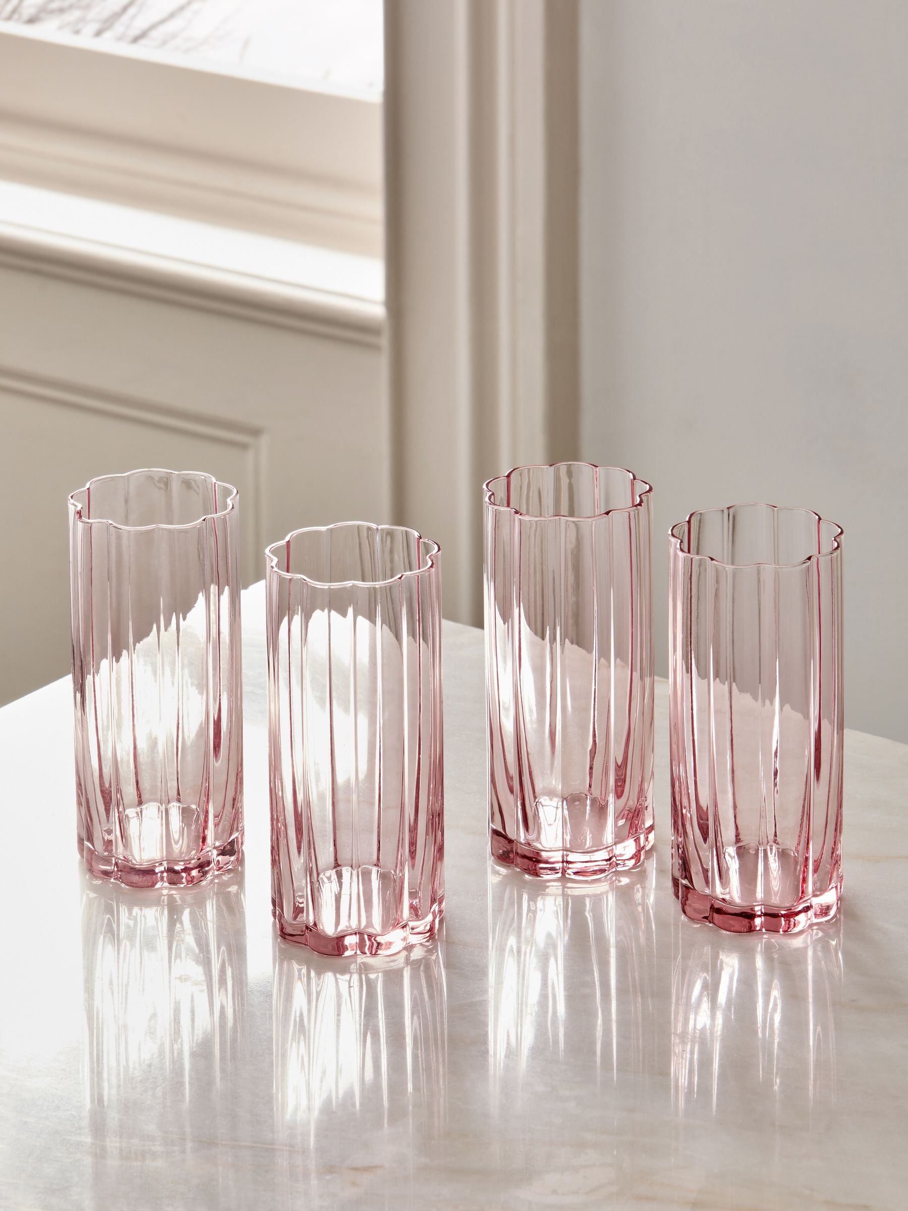 Ottilie Pink Set mit 4 hohen Trinkgläsern