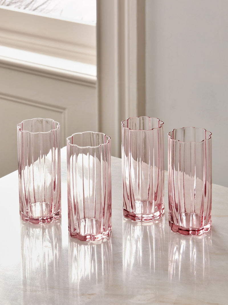 Ottilie Pink Set mit 4 hohen Trinkgläsern