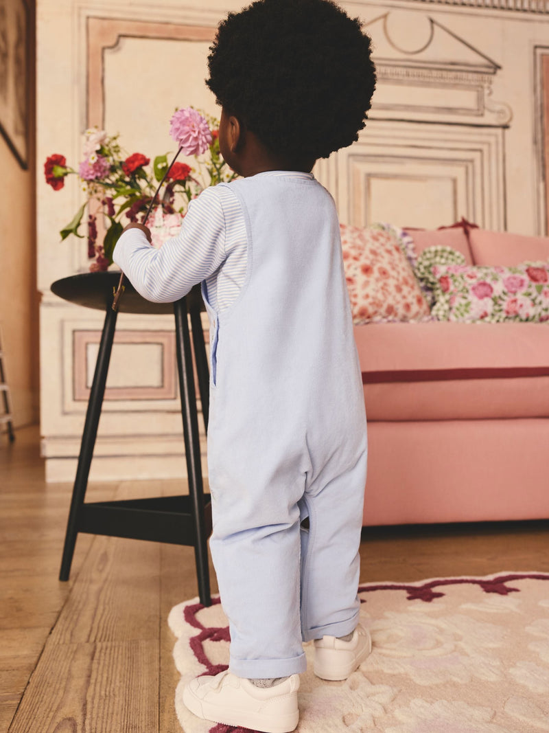 Cath Kidston blue corduroy baby dungaree and bodysuit set (British brand)