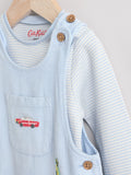 Cath Kidston blue corduroy baby dungaree and bodysuit set (British brand)