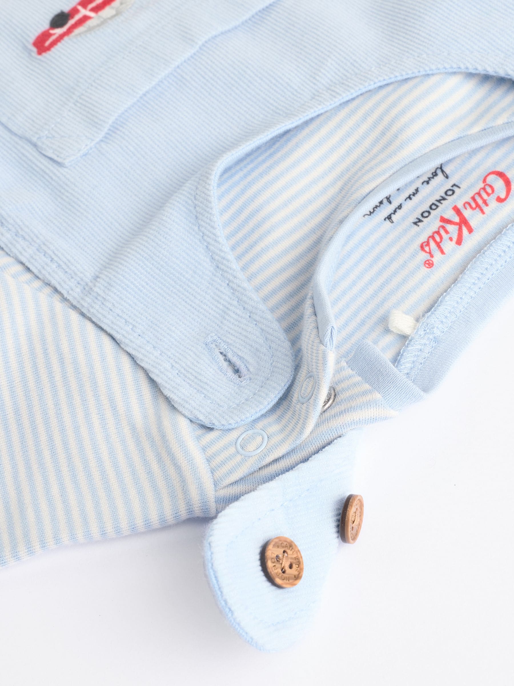 Cath Kidston blue corduroy baby dungaree and bodysuit set (British brand)