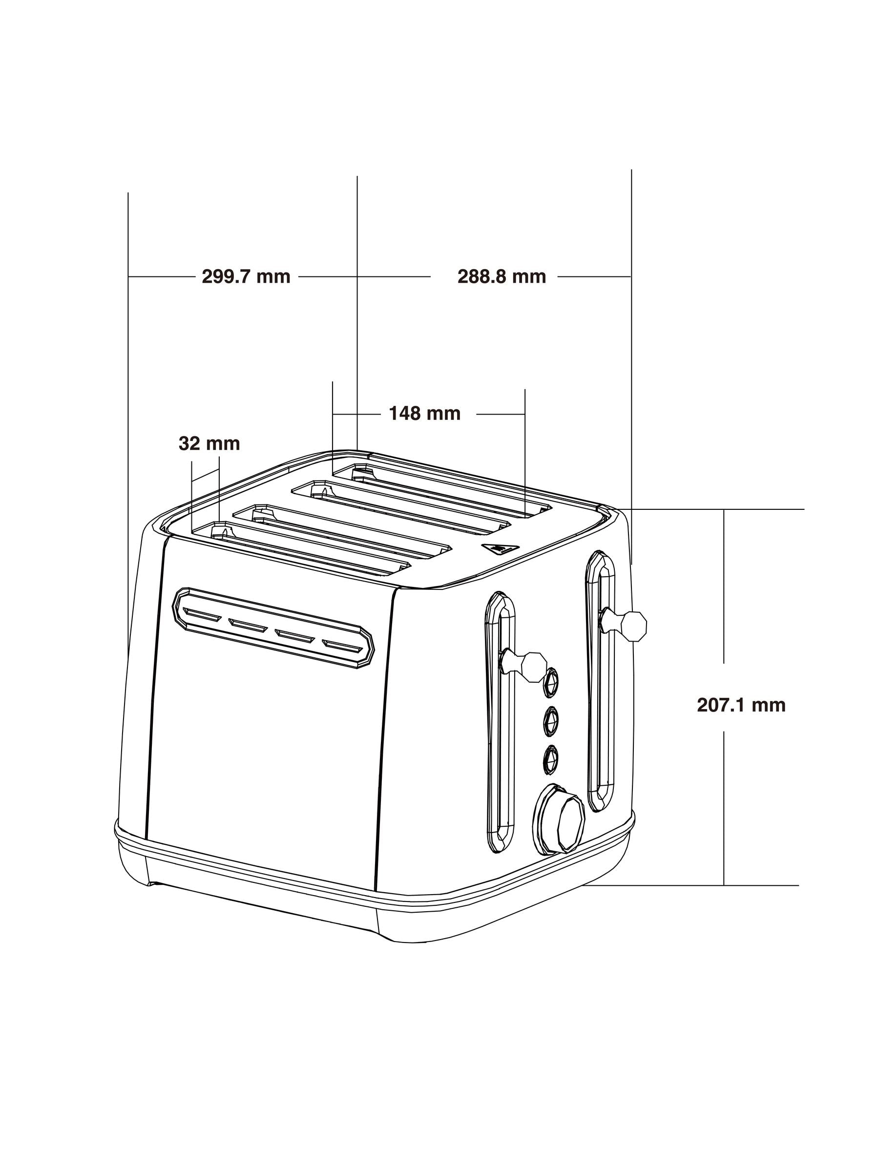 Cream Malvern four-slice toaster - British product