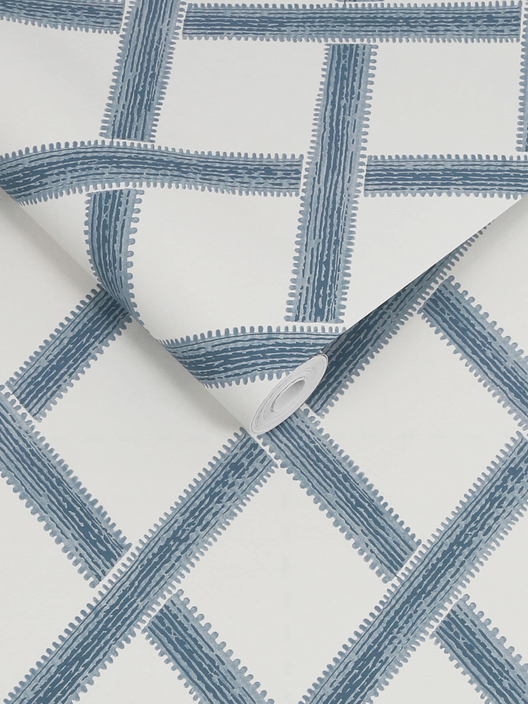 Graham & Brown wallpaper sample Greenskeeper Geo blue and cream - British product