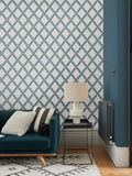 Graham & Brown wallpaper sample Greenskeeper Geo blue and cream - British product