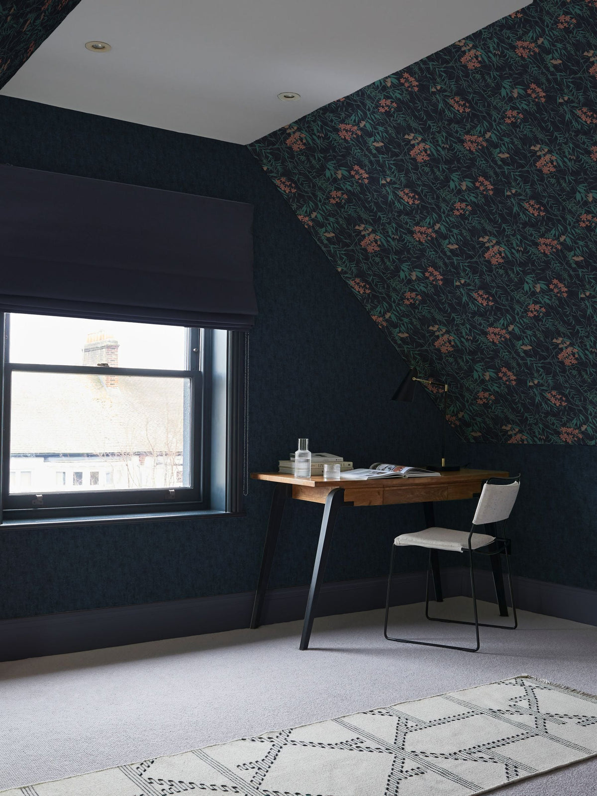 Graham & Brown blue organdy wallpaper sample, imported from the UK