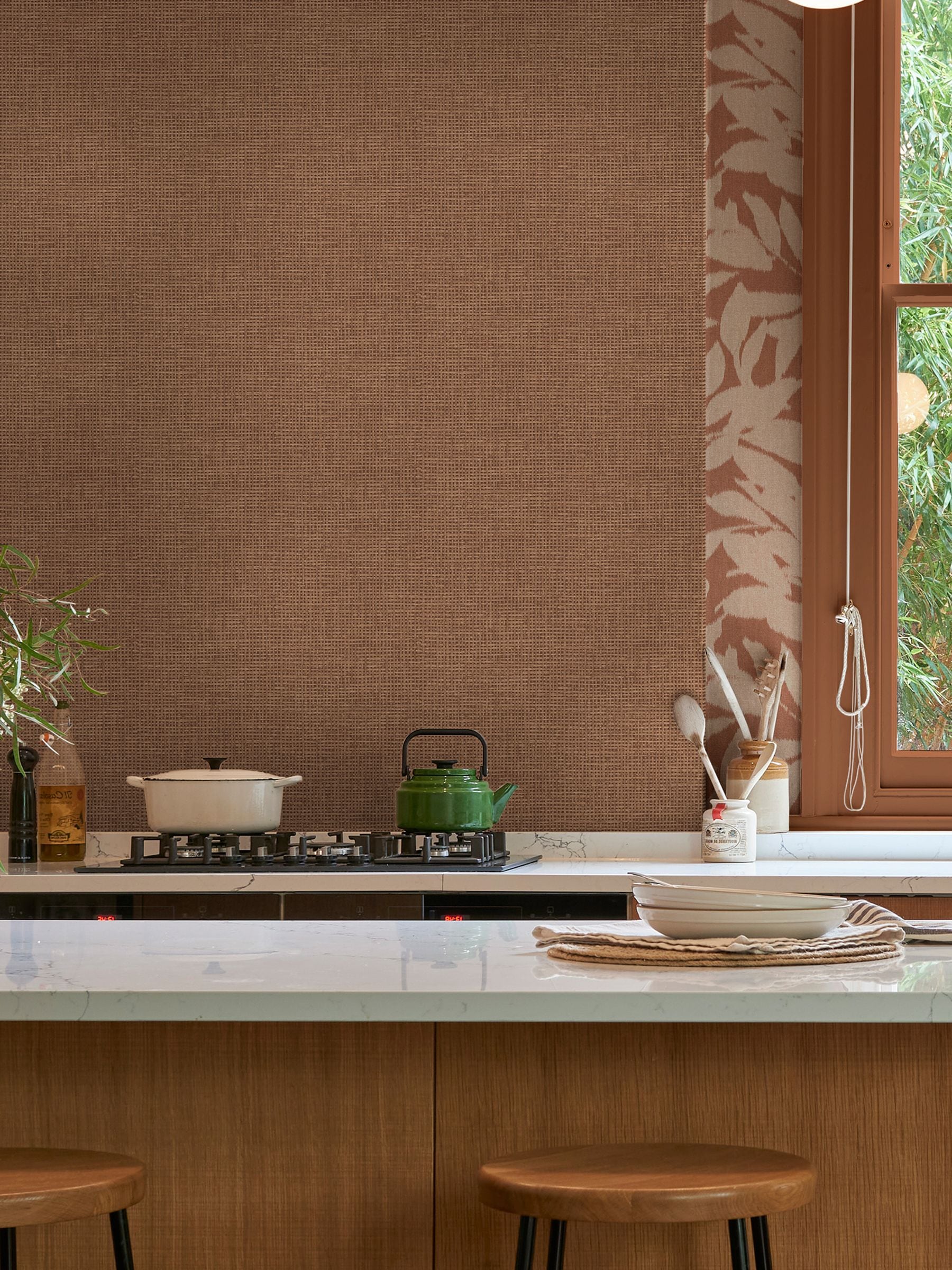 Graham & Brown Rustic Weft Clay A4 wallpaper sample - British product