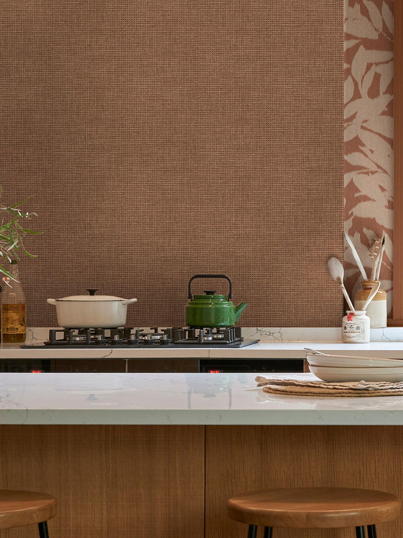 Graham & Brown Rustic Weft Clay A4 wallpaper sample - British product