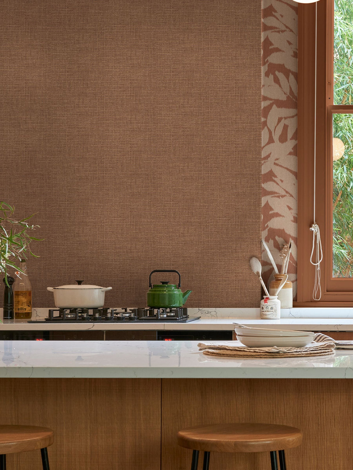 Graham & Brown Rustic Weft Clay A4 wallpaper sample - British product