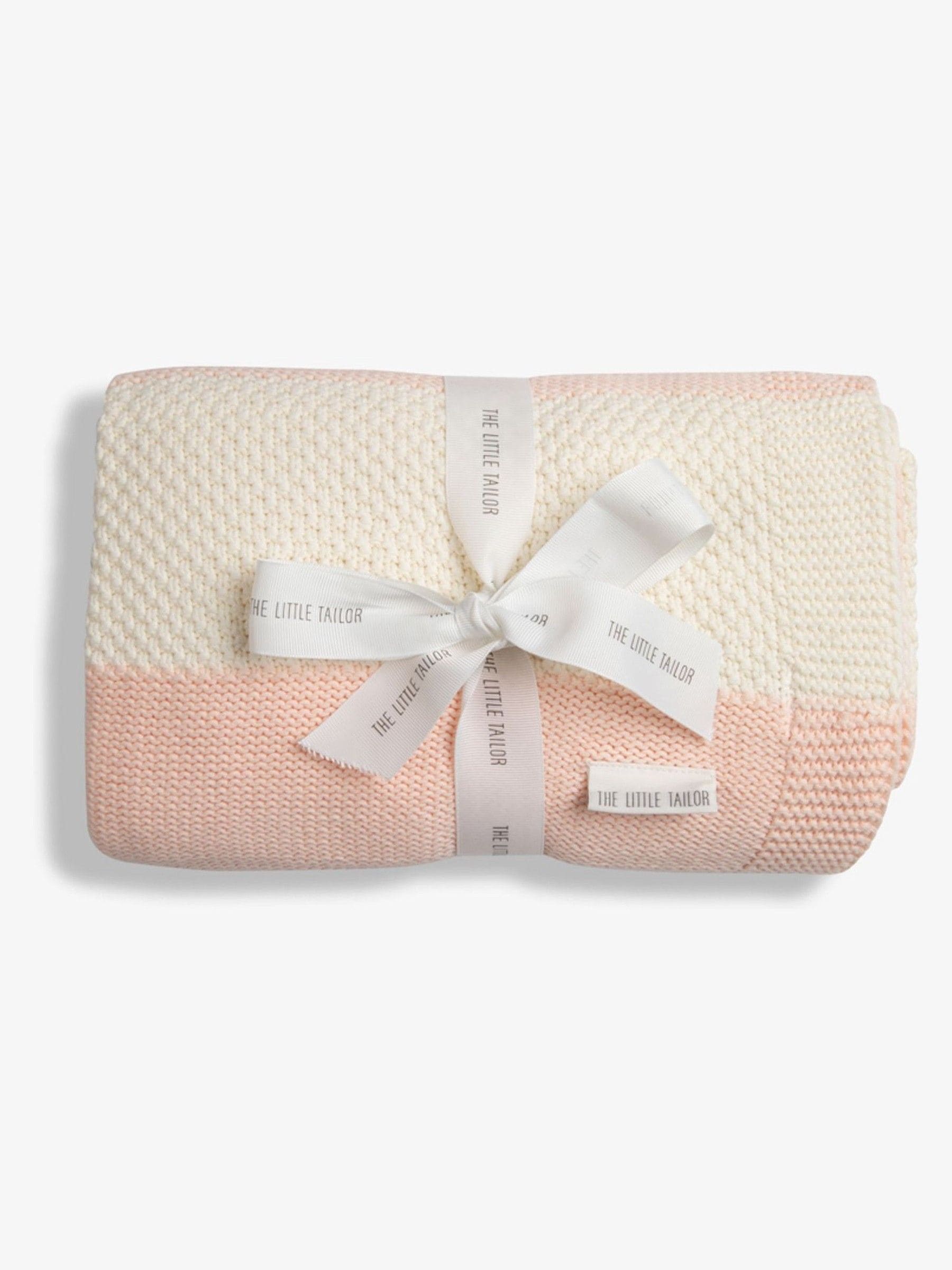 The Little Tailor pink cotton textured stripe shawl blanket (British brand)
