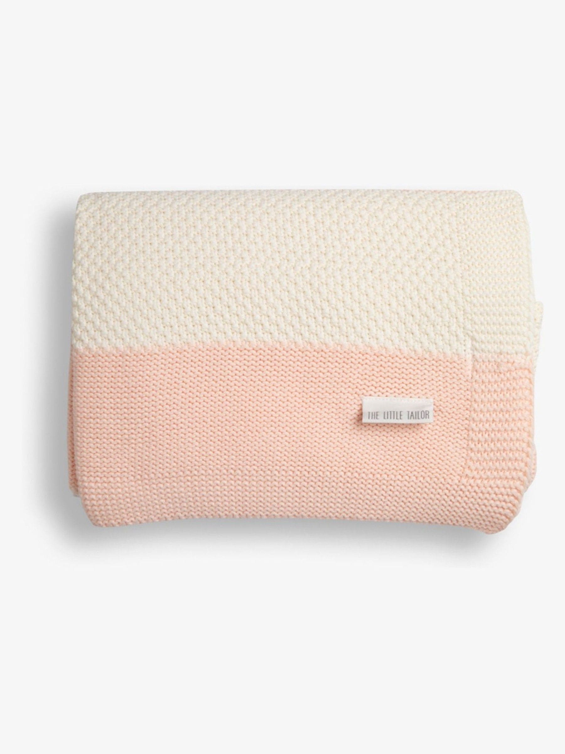 The Little Tailor pink cotton textured stripe shawl blanket (British brand)