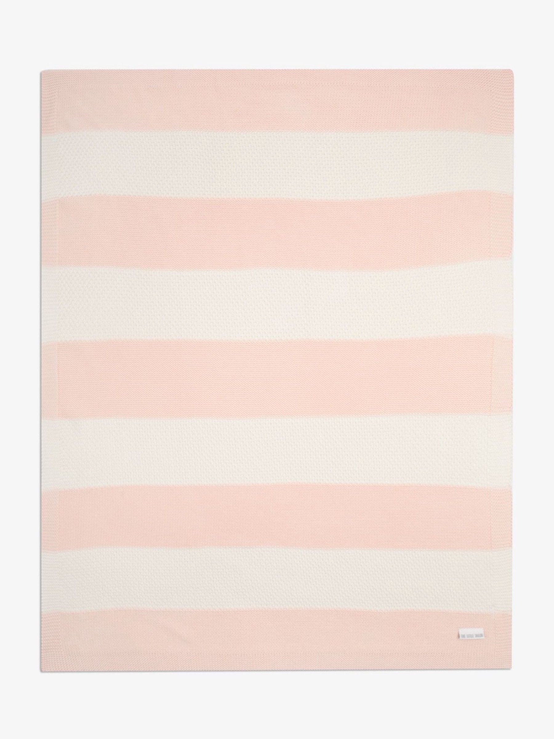 The Little Tailor pink cotton textured stripe shawl blanket (British brand)