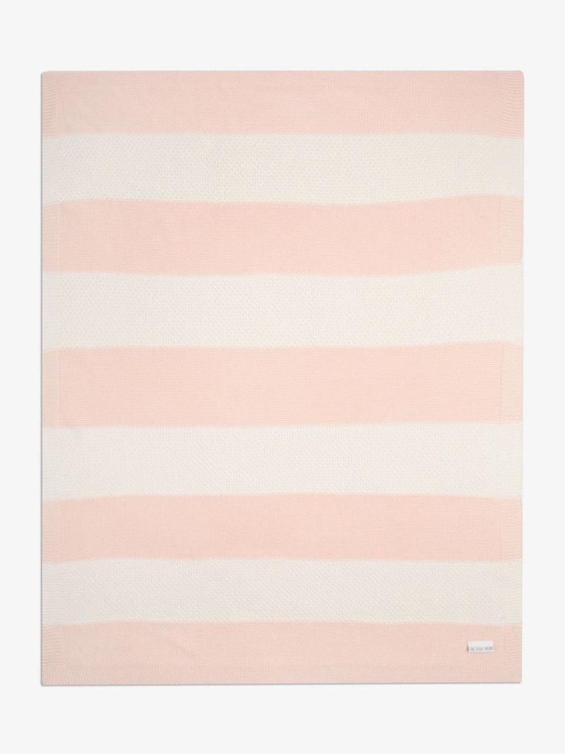 The Little Tailor pink cotton textured stripe shawl blanket (British brand)