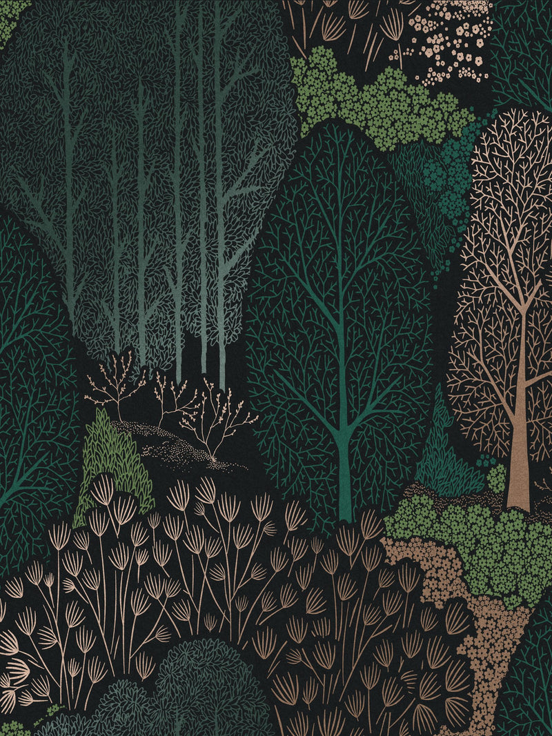 Graham & Brown Scandiscape wallpaper sample navy teal, UK version