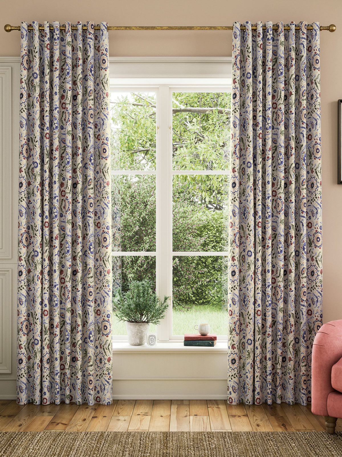 Joules Festival Flowers blackout eyelet curtains, UK version
