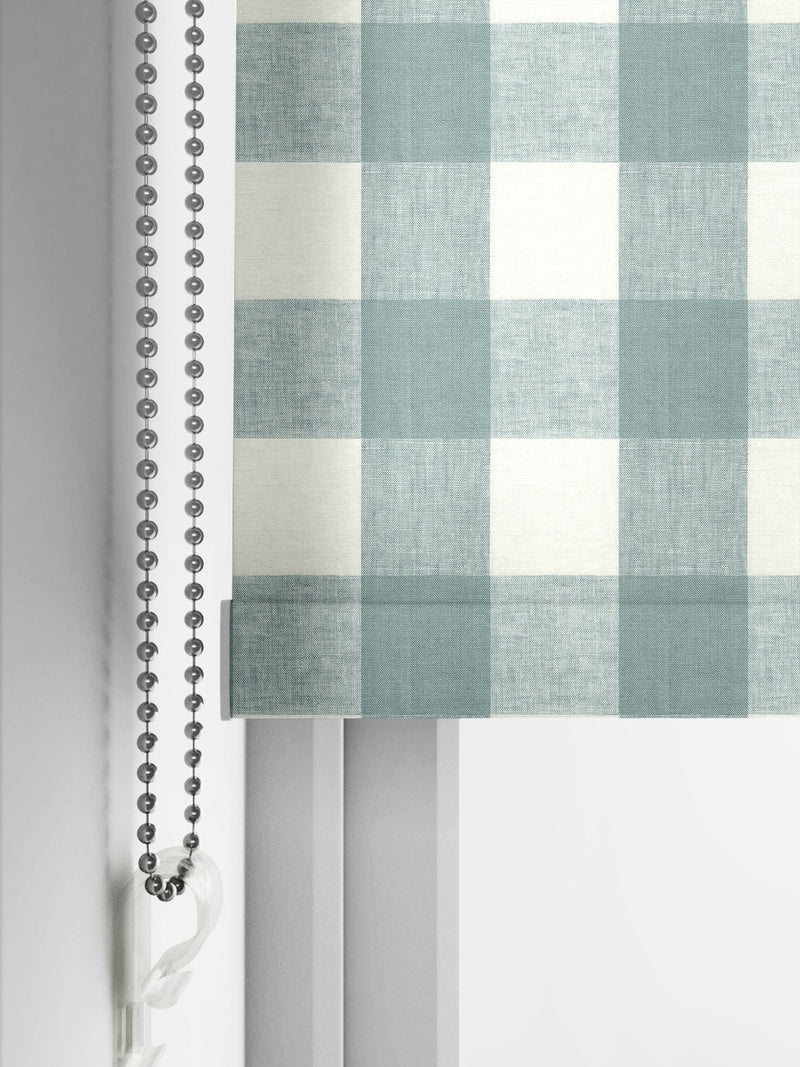 Sophie Allport Teal Blue Gingham roller blinds, UK version