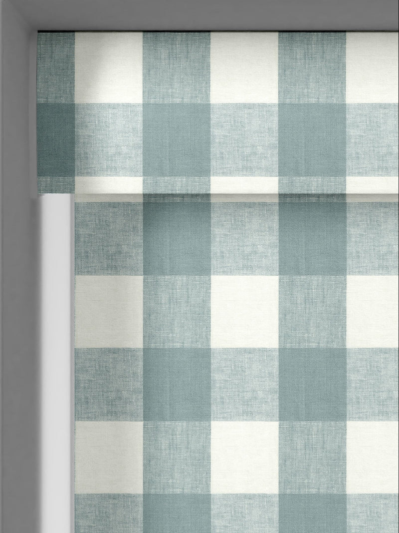 Sophie Allport Teal Blue Gingham roller blinds, UK version