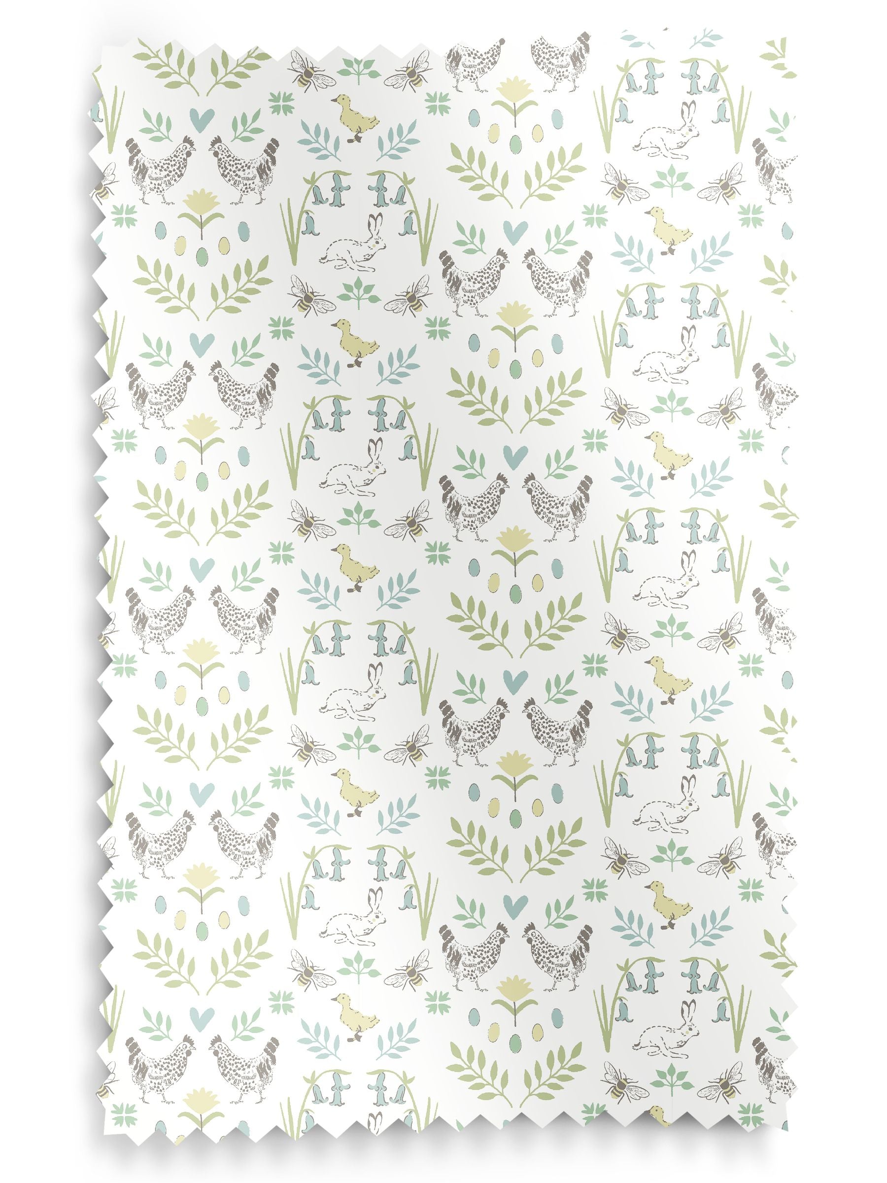 Sophie Allport White Spring Chick cotton curtains (British brand)