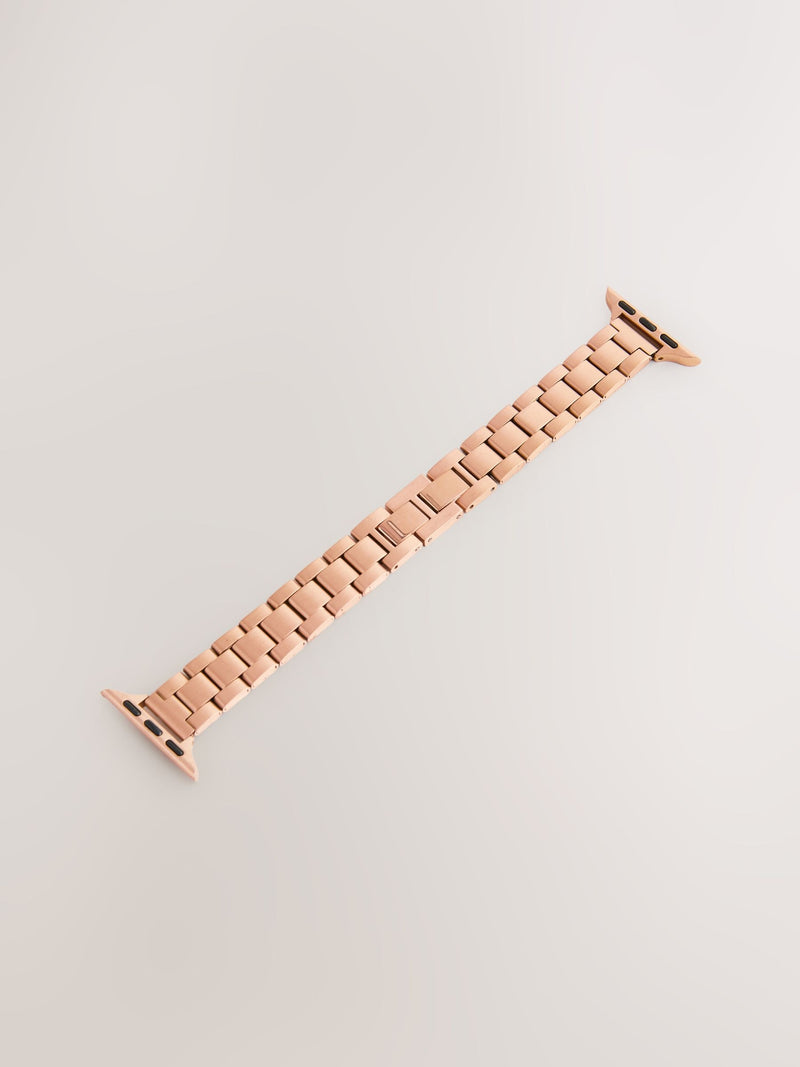 Rose gold stainless steel Apple watch strap, imported from the UK
