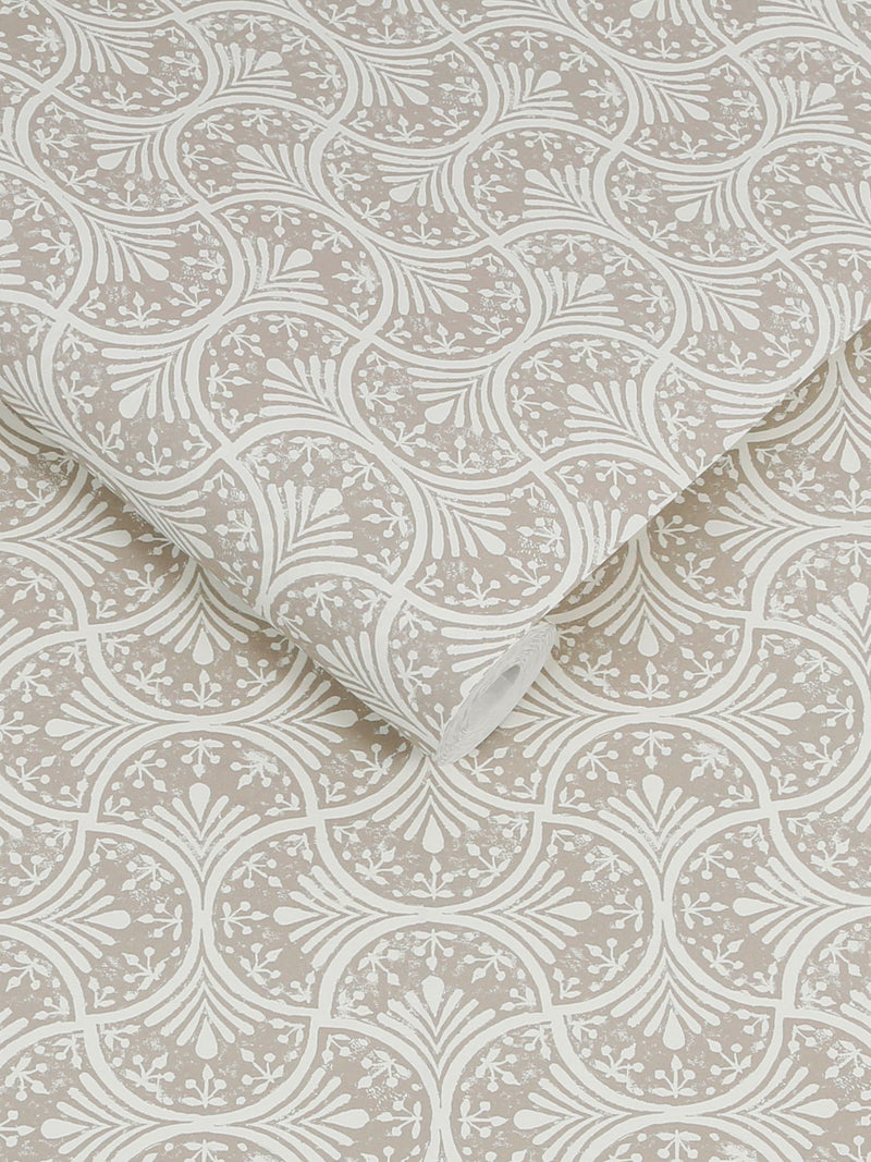 Graham & Brown Natural Hopwood Cottage wallpaper sample, UK version