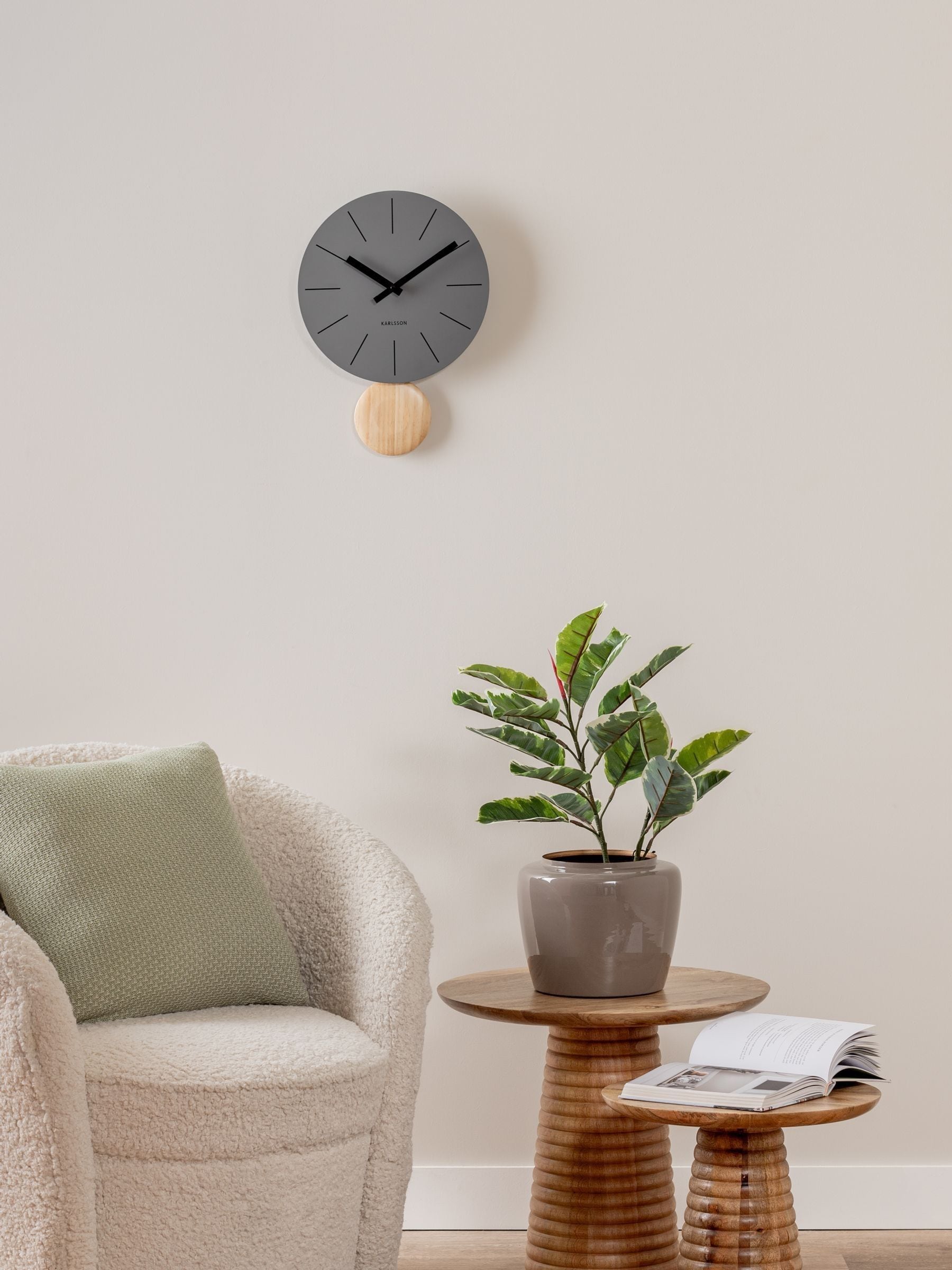 Karlsson White Arlo Pendulum Wall Clock