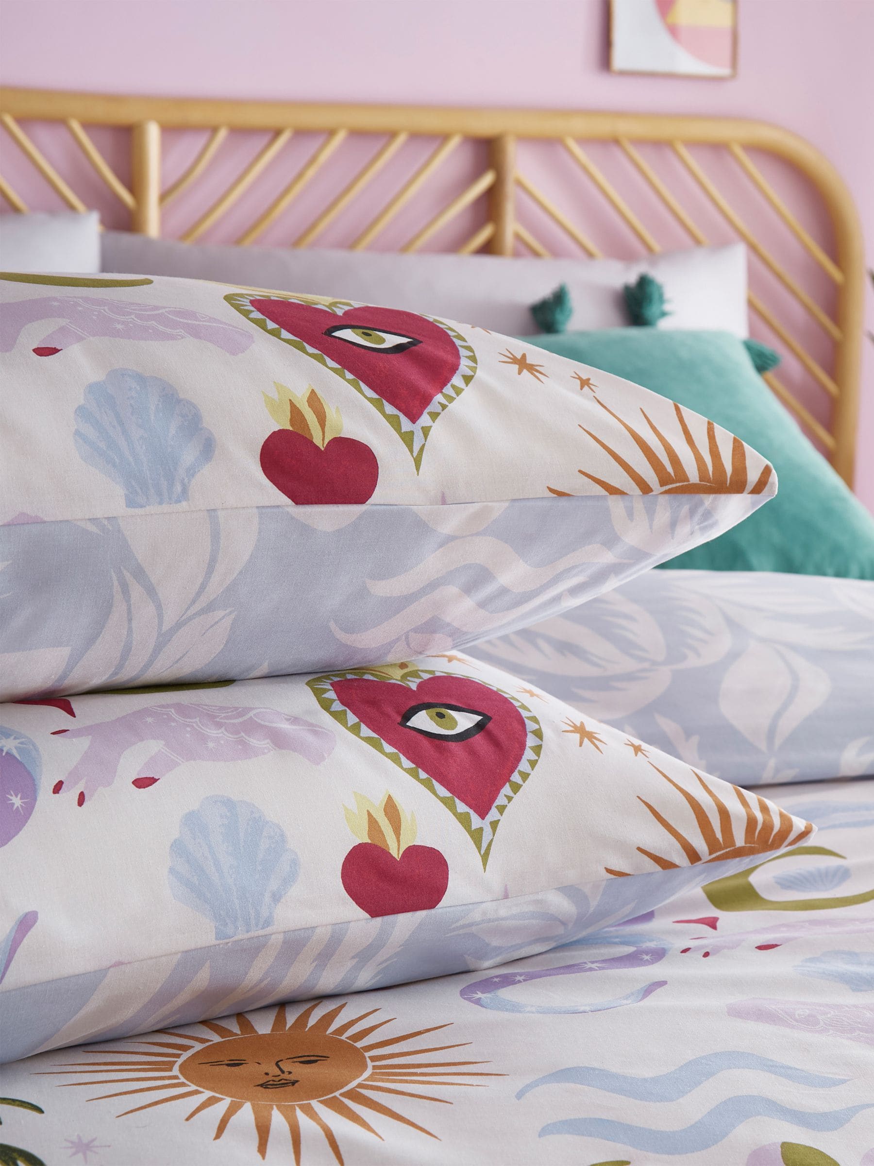Multicolour Alchemy Reversible Duvet Cover and Pillowcase Set, imported from the UK