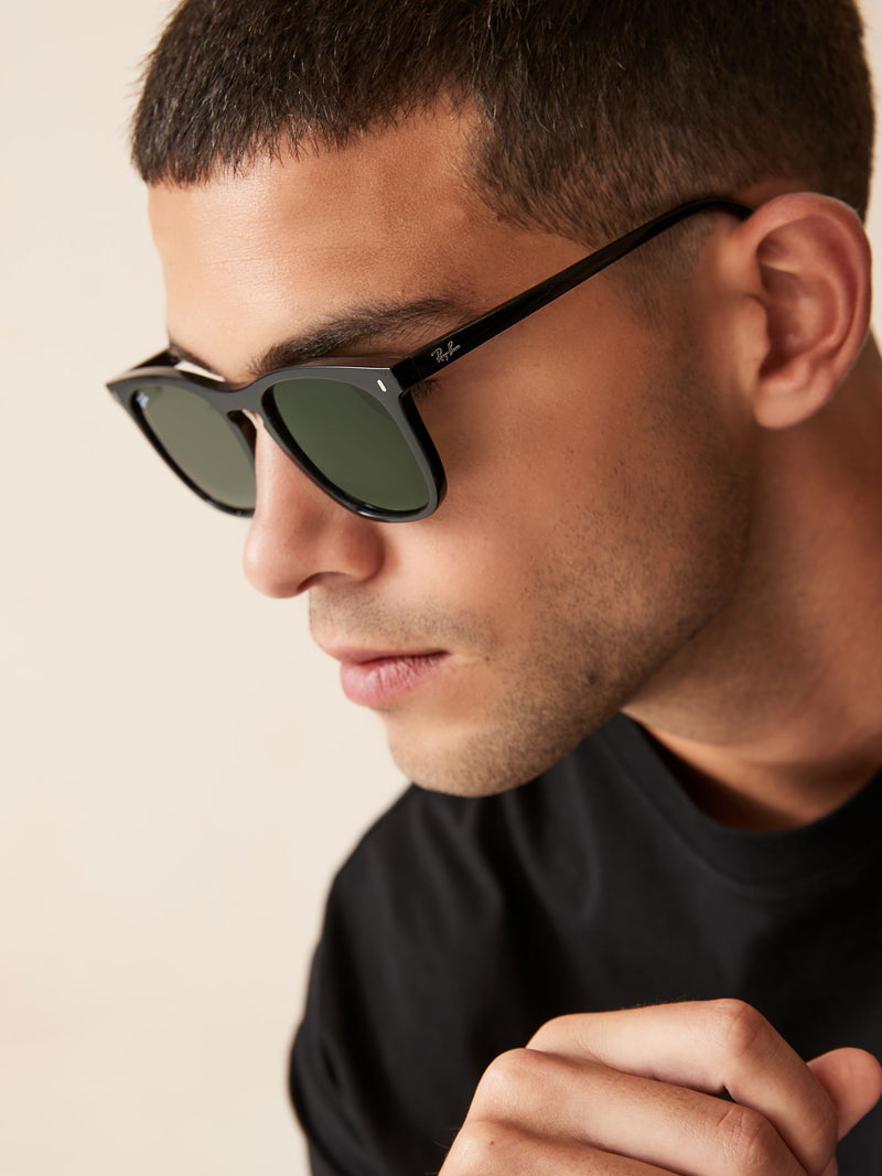 Ray-Ban RB2210 black square sunglasses, imported from the UK
