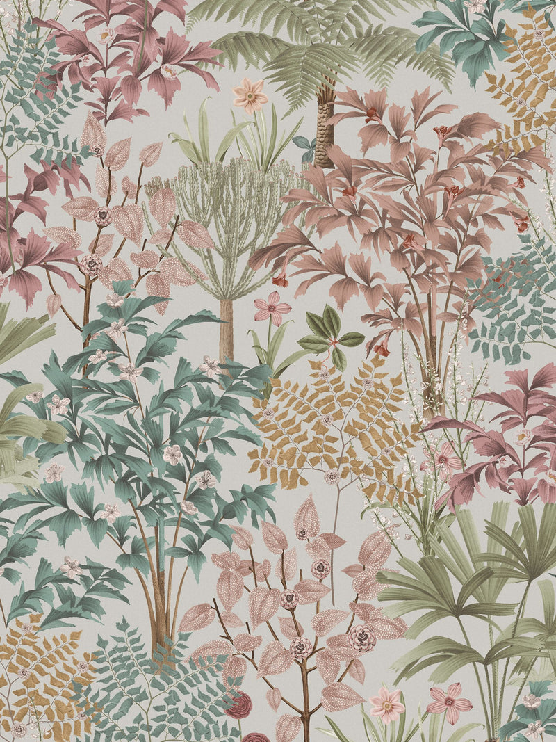 Graham & Brown Jardin Botanico wallpaper sample in pink (British brand)
