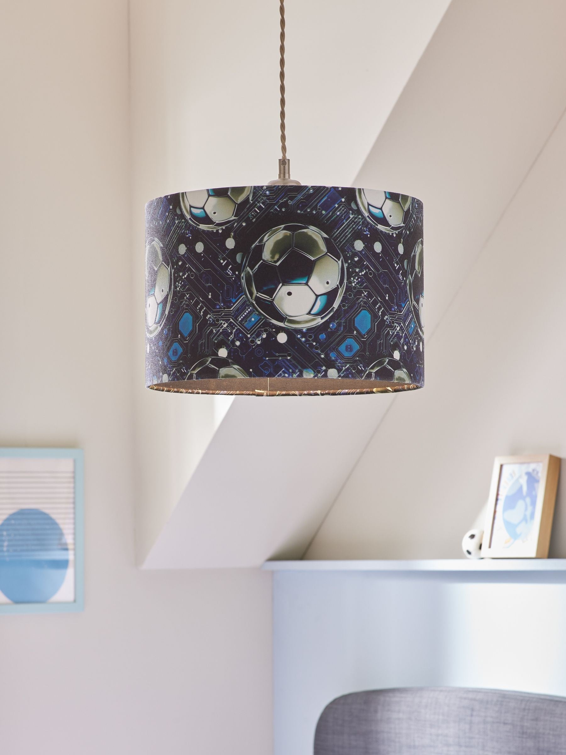 Black football pendant lamp shade 20x30cm (British brand)