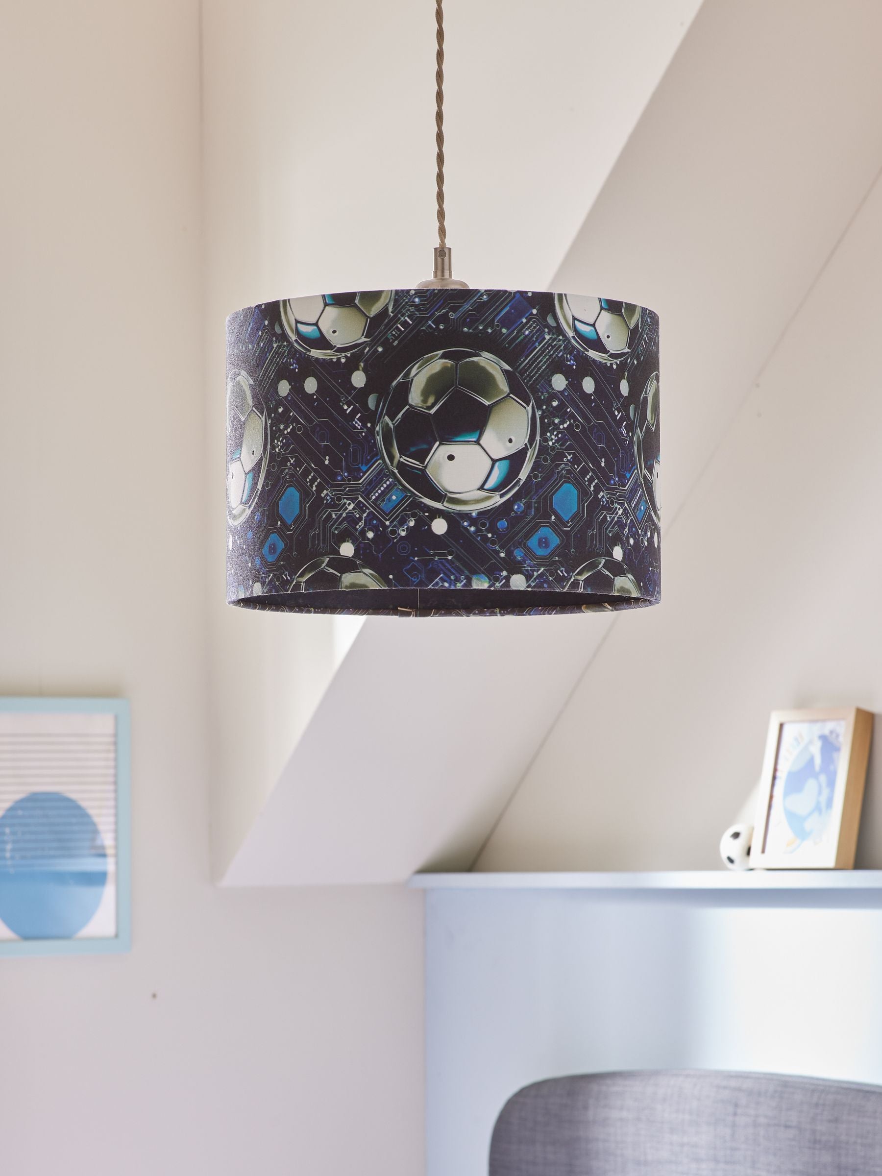 Black football pendant lamp shade 20x30cm (British brand)